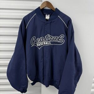 Russell Athletic Central Baseball Dugout Jacket Blue Quilted Mens XL